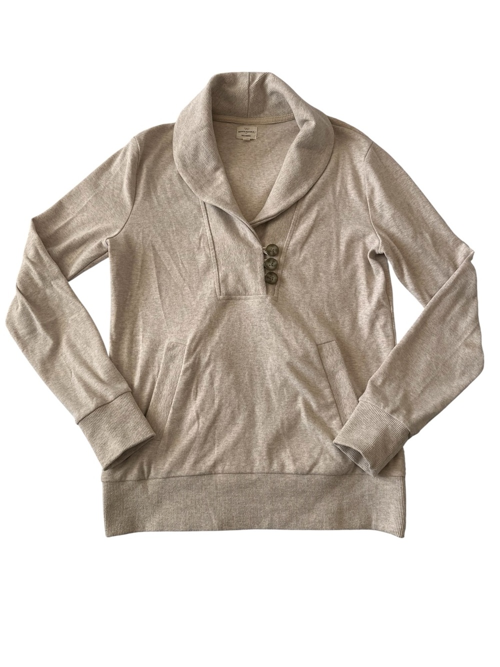 Banana Republic Cozy Shawl Collar Pullover Sweater with Buttons- Cream Size Smal
